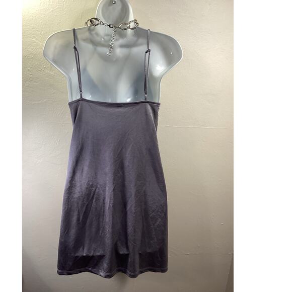 ZARA Silver Metallic Mini Stretch Shift Slip Evening Party Dress Y2K Look S Sexy - Picture 6 of 9